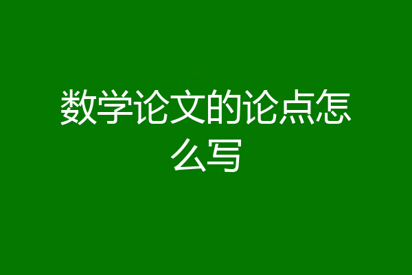 数学论文的论点怎么写