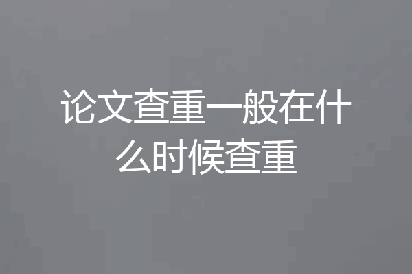 论文查重一般在什么时候查重