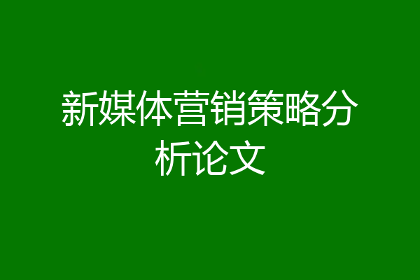 新媒体营销策略分析论文