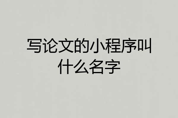 写论文的小程序叫什么名字