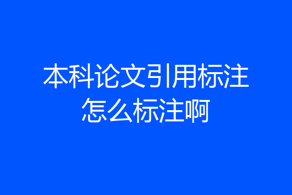 本科论文引用标注怎么标注啊