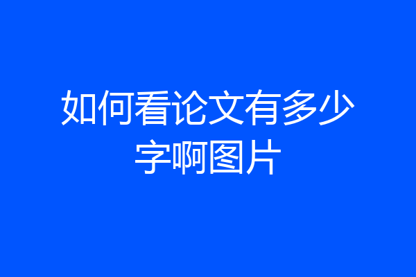 如何看论文有多少字啊图片