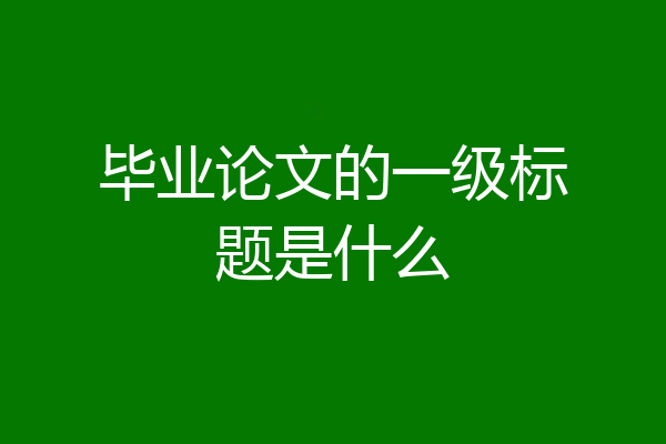 毕业论文的一级标题是什么