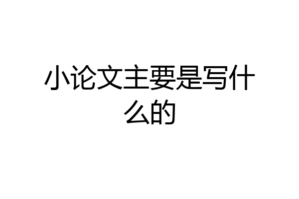 小论文主要是写什么的