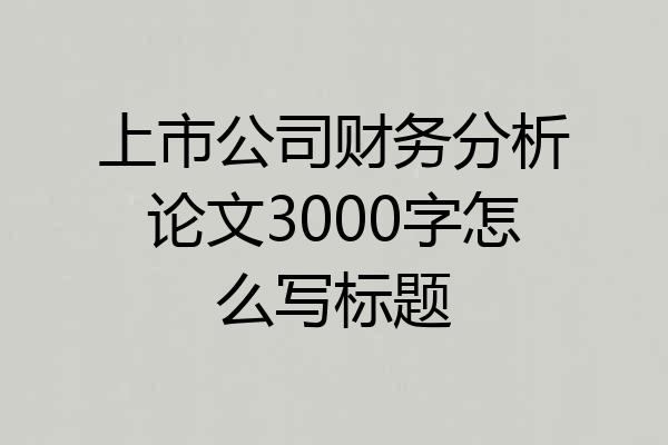 上市公司财务分析论文3000字怎么写标题