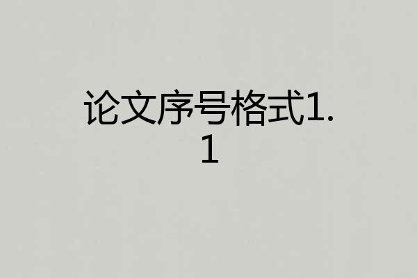 论文序号格式1.1