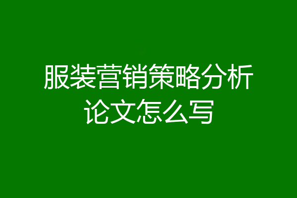 服装营销策略分析论文怎么写