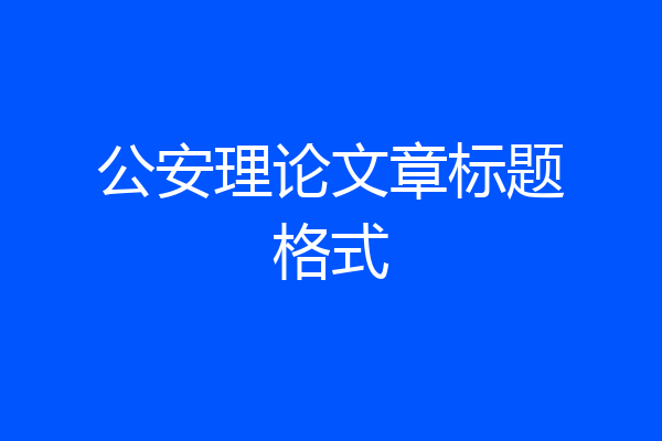 公安理论文章标题格式