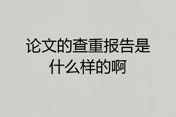 论文的查重报告是什么样的啊