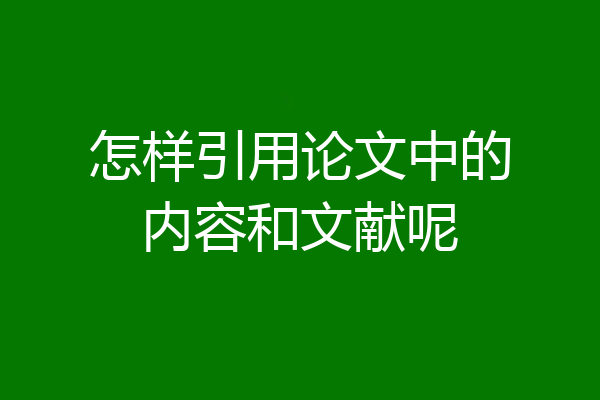 怎样引用论文中的内容和文献呢