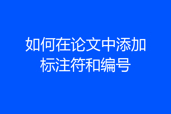 如何在论文中添加标注符和编号