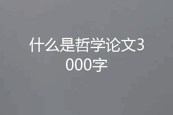 什么是哲学论文3000字