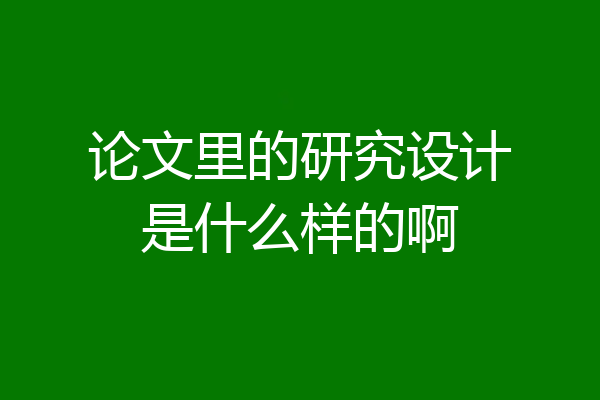 论文里的研究设计是什么样的啊
