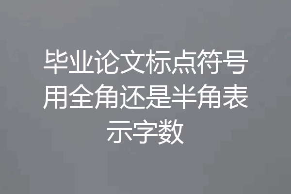 毕业论文标点符号用全角还是半角表示字数