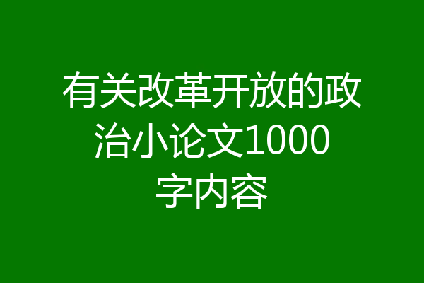 有关改革开放的政治小论文1000字内容