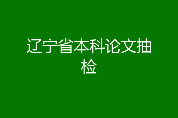 辽宁省本科论文抽检
