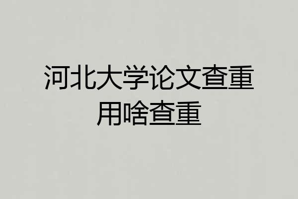 河北大学论文查重用啥查重