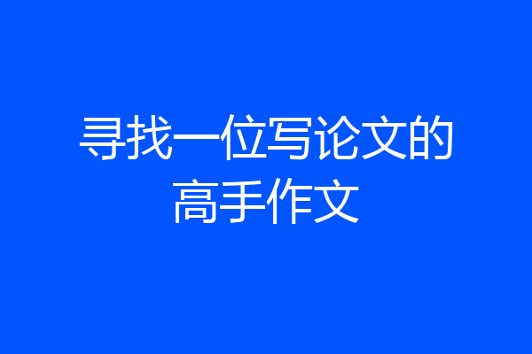 寻找一位写论文的高手作文