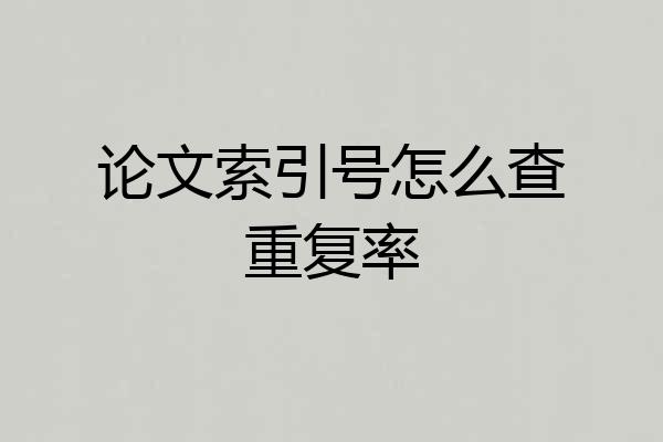 论文索引号怎么查重复率