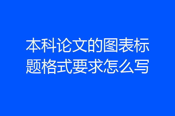 本科论文的图表标题格式要求怎么写