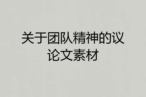 关于团队精神的议论文素材