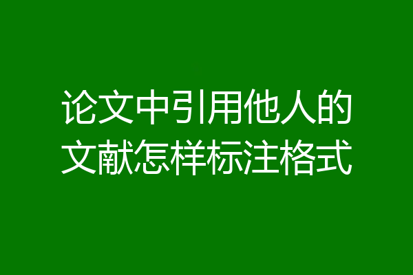 论文中引用他人的文献怎样标注格式