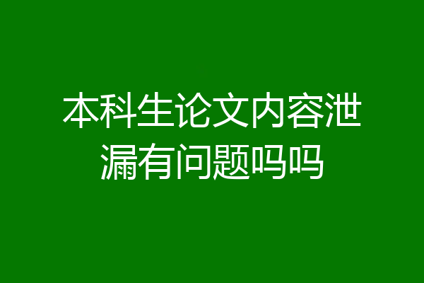 本科生论文内容泄漏有问题吗吗