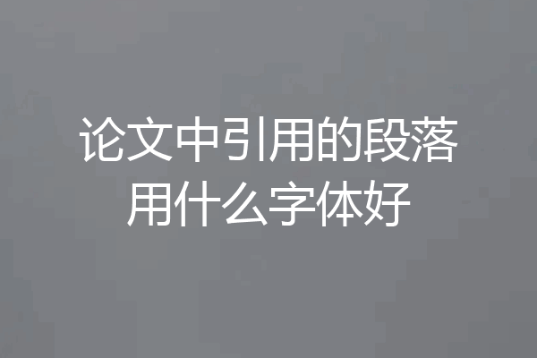 论文中引用的段落用什么字体好