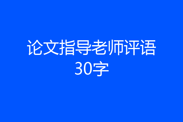 论文指导老师评语30字