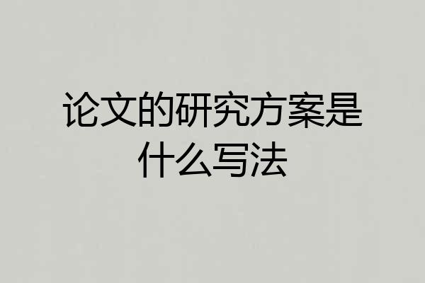 论文的研究方案是什么写法