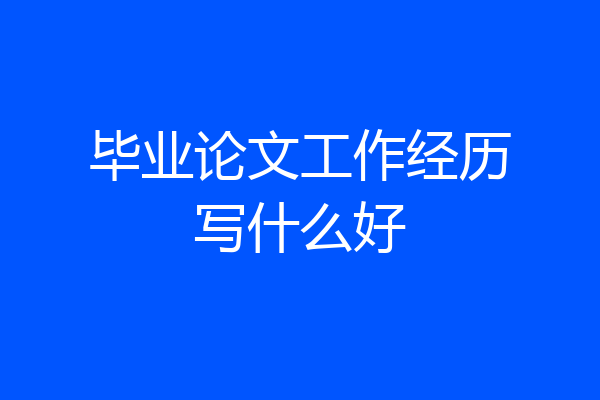 毕业论文工作经历写什么好