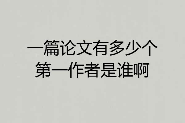 一篇论文有多少个第一作者是谁啊