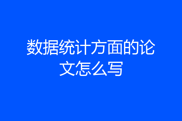 数据统计方面的论文怎么写