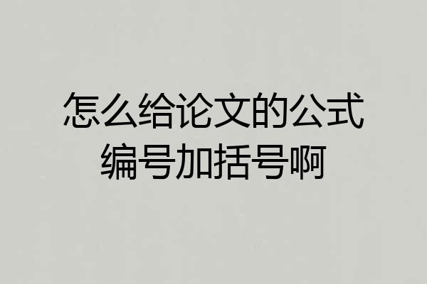 怎么给论文的公式编号加括号啊