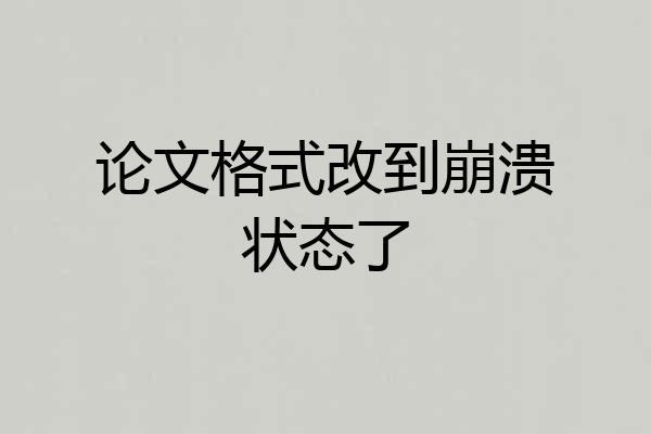 论文格式改到崩溃状态了