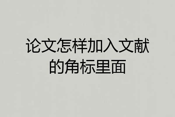 论文怎样加入文献的角标里面