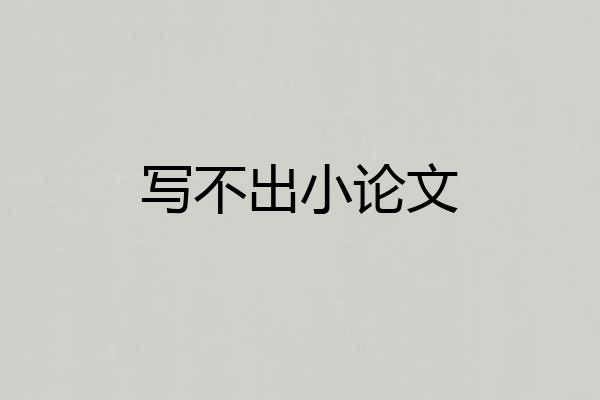 写不出小论文