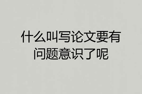 什么叫写论文要有问题意识了呢