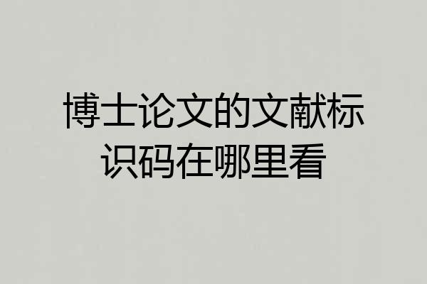 博士论文的文献标识码在哪里看