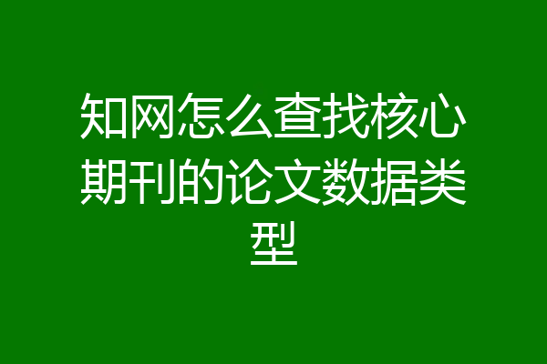 知网怎么查找核心期刊的论文数据类型