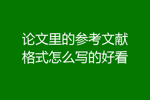 论文里的参考文献格式怎么写的好看