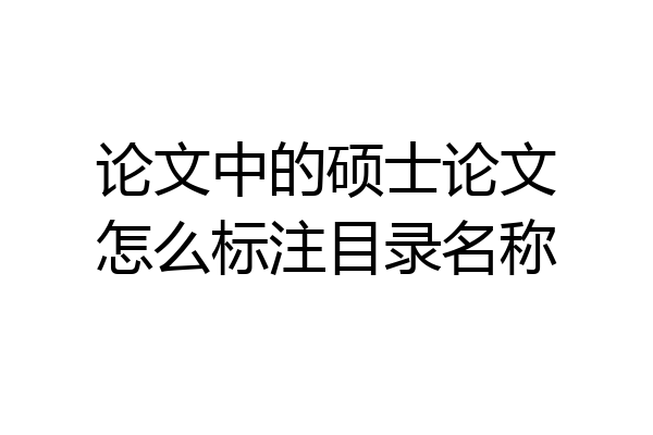 论文中的硕士论文怎么标注目录名称