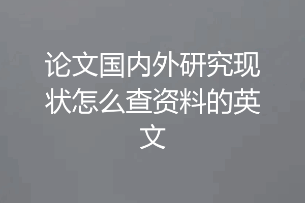 论文国内外研究现状怎么查资料的英文