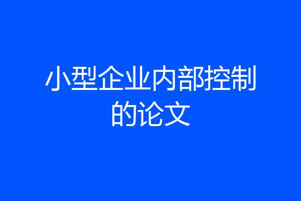 小型企业内部控制的论文