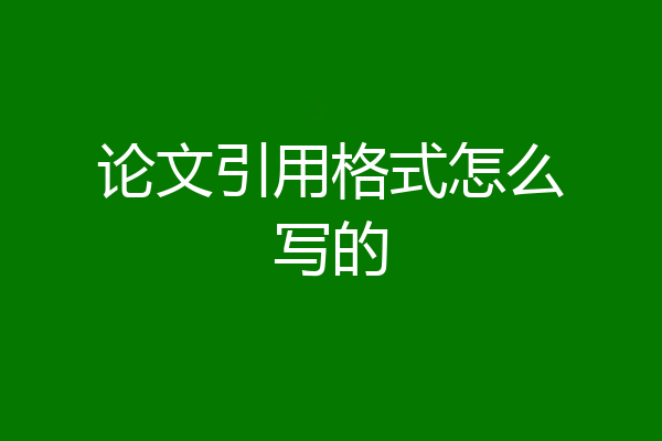 论文引用格式怎么写的