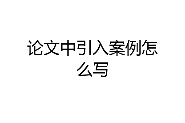论文中引入案例怎么写