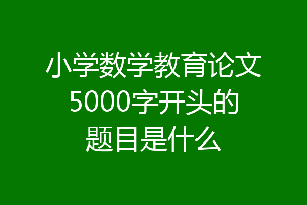 小学数学教育论文5000字开头的题目是什么