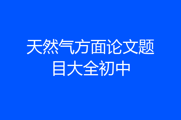 天然气方面论文题目大全初中