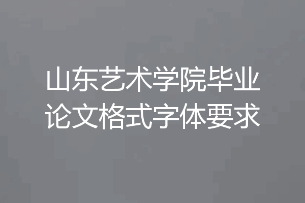 山东艺术学院毕业论文格式字体要求