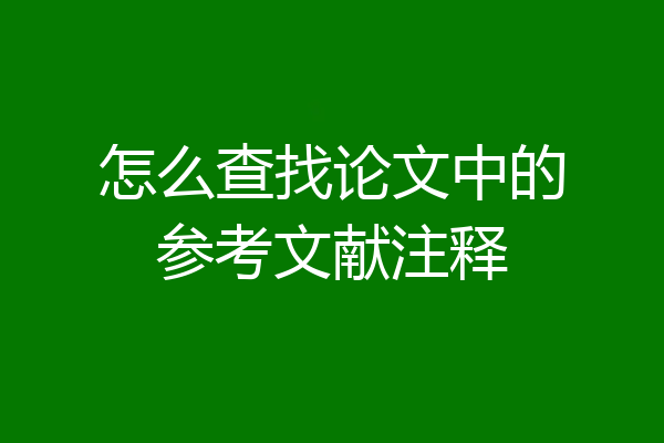 怎么查找论文中的参考文献注释